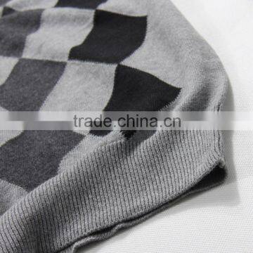 Argyle Knitting Wear Men Simple Long Sleeve V-neck Sweater Pullover photo-2