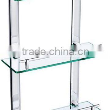 aluminium triple tier corner glass shelf, bathroom glass shelf