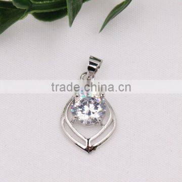 Fashion Silver Charm Costume Jewelry Hollow Water Drop CZ Necklace Pendant