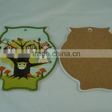 ceramic trivet owl shape biscuit ware