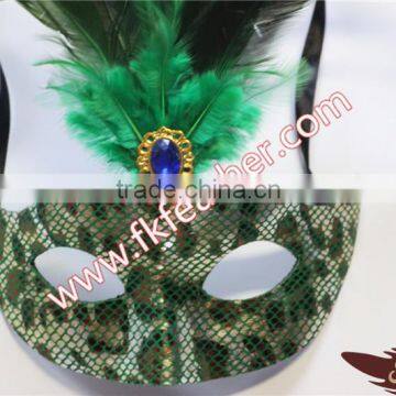 Green Cock Feather Mask Face Snake Skin Decoration photo-4