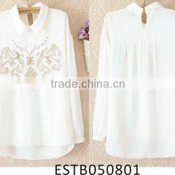 Ladies chiffon embroidered new model shirts