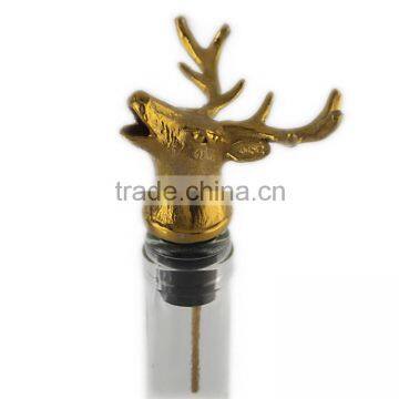 2016 new deluxe stainless steel gold deer stag head wine pourer