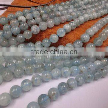 Wholesale Price Natural Gemstone Polished Aquamarine Beads Round Beads photo-3