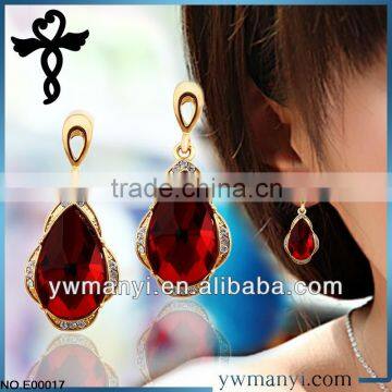 2014 new fashion ear tag ring buds ladies stud designs drop-shaped glass earrings in zinc alloy jewelry E00017