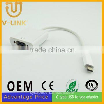 Wholesale white usb 3.1 USB male to vga female c-type usb to VGA adapter for computer HDTV video projector