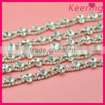 fashion clear color rhinestone cup chain trim for dress WRC-221