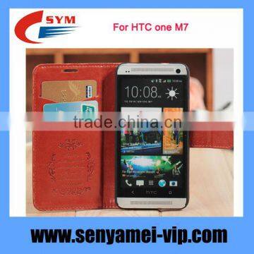 Best Quality + Low Price Leather Cover For HTC One M7 Wallet Case With Card Slot