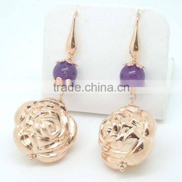 BRASS EARRINGS WITH NATURAL STONES