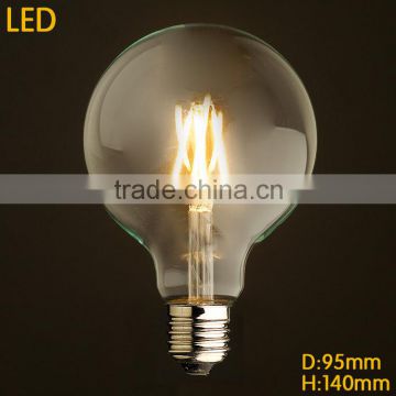 Retro Edison E27 G80/G95/G125 globa led lamp super bright decorative LED filament bulbs high efficiency