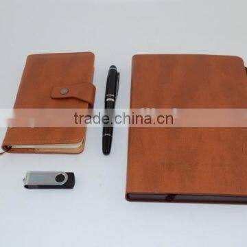 PU Leather Notebook USB Flash Drive Ball Pen Office Stationery Gift Set photo-4