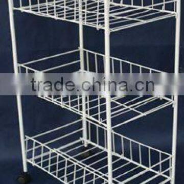 Kitchen 3 tiers iron wire storage rack with wheel