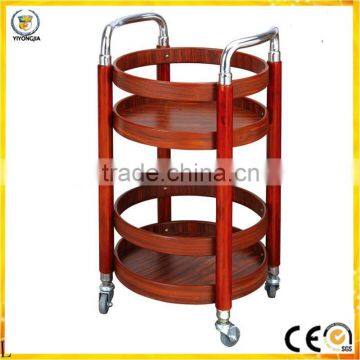 wood brown round service liquor trolley for hotel restaurant Superior hotel car