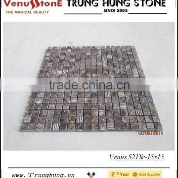 15*15 Dark Emperador Split Face Marble Mosaic Tiles photo-2