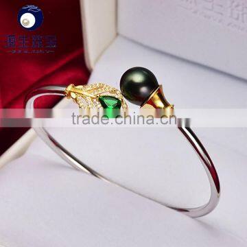 baroque shape tahitian real pearl with s925 saltwater pearl bracelet