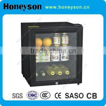 Honeyson HS-42G hotel 42 liter mini bar fridge with glass door glass front mini fridge