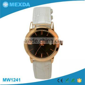 Lady gold case genuine leather strap PC21quartz movt elegance watch