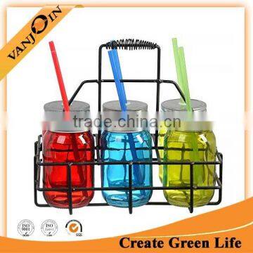 Newly Wholesale Glass Mason Jar With Carrier photo-3