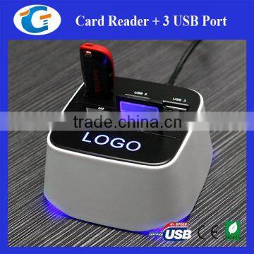 Rohs laptop computer 3 ports 2.0 usb hub with card reader