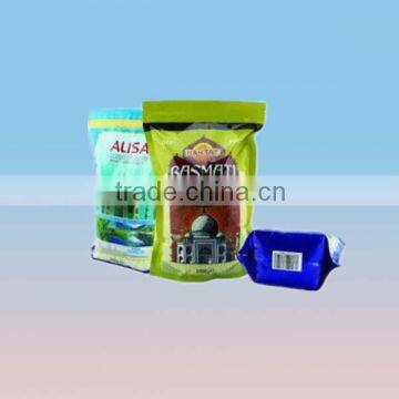 High quality plastic stand up rice packaging bag with top zipper