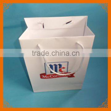 white promotional paper bag with logo print