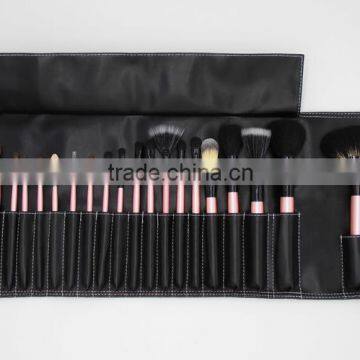 pink 20 piece makeup brush set, fan powder blush eye shadow lip eyelash brushes