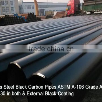 Seamless Black Steel Carbon Pipes ASTM A 106 Sch 80 Beveled 30 in both, External Blck Coating