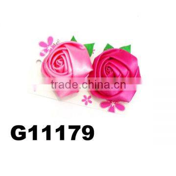 wholesale hot pin satin rose flower hair clips hair accessories
