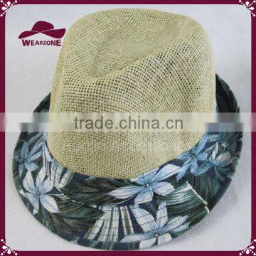 Gentleman Two-Tone Floral Straw Fedora