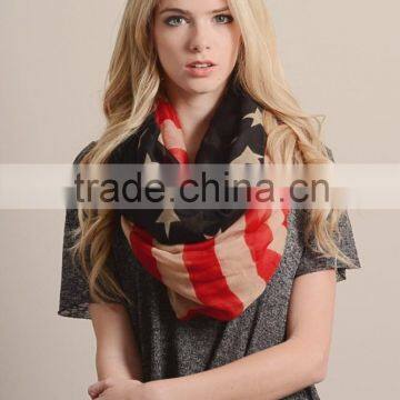 100%POLYESTER GLAM GRID American FLAG INFINITY SCARF