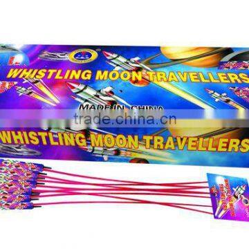 0445/0440 whistling moon traveller small rockets fireworks with report