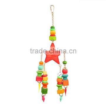 colorful hanging wooden bird toy