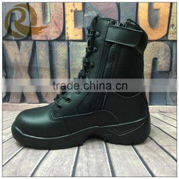 High ankle fashion genuine leather black military combat boots army safety shoes