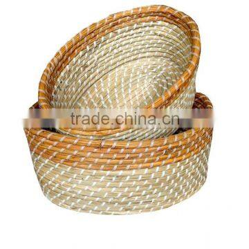 Brown and Natural Colour With Fabric Line Seagrass Basket photo-2