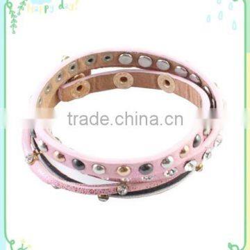 2015 Hot New version Soft PU Strap Bracelet With Stones & Metal Point