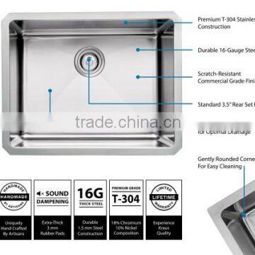 CUPC Stainless Steel Undermount Single Handmade Kitchen Sink Best Kitchen Sink Brand photo-2
