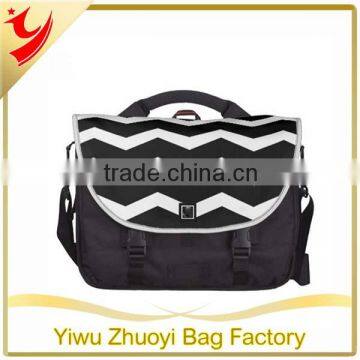 2014 Nylon Black & White Chevron Messenger Bags For Laptop