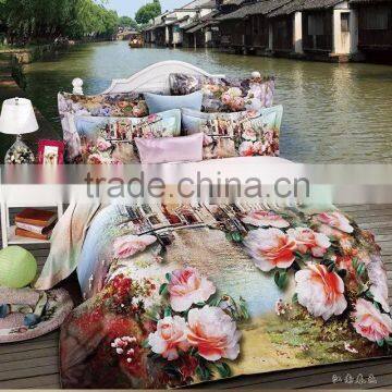 China fabric European Style reactive printed 3d bed sheet with factory price