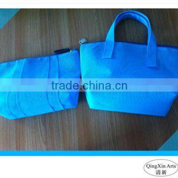 New design wholesale transparent plain blue set mesh cosmetic bag