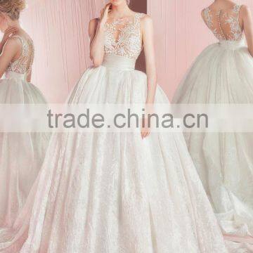 (MY110410) MARRY YOU Sleeveless Lace See Through Bodice Alibaba Bridal Gowns