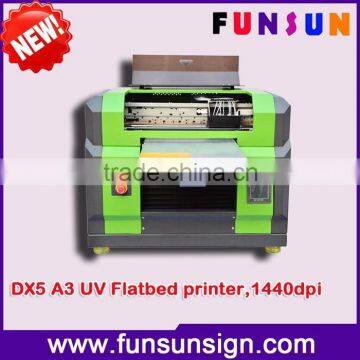 New design factory price A3 uv flatbed printer for printing pvc id card,1440dpi