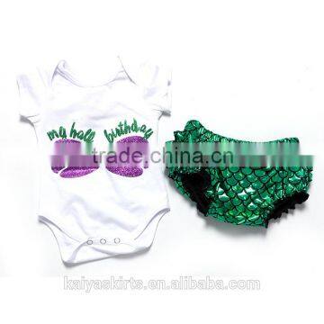 Girl Town Mermaid 6 Months Half Birthday Set Bloomers & Bodysuit