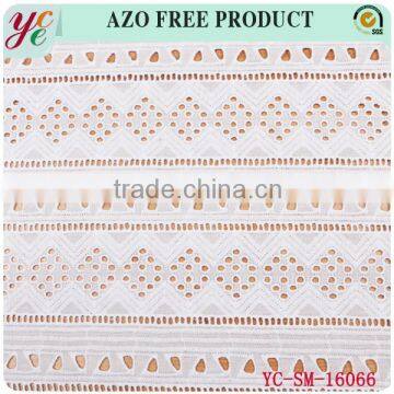 New white woven 100% cotton lace fabric embroidery for garment