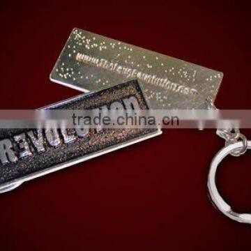 Silver Color Metal Strip Custom Die Cut Keychains