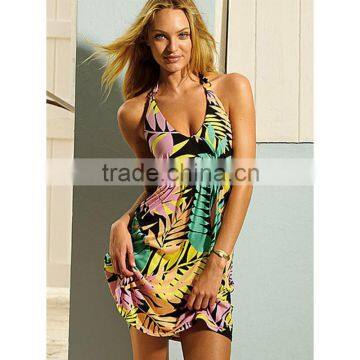 JPSKIRT1605042 2016 Newest Cheap Ladies Halter Floral Printing Bikini Dress