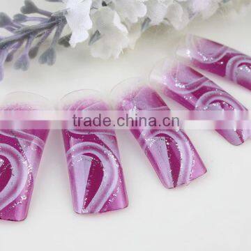 Violet full cover false nail elegant airbrush nail tips