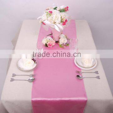 5% discount! 10pcs 14"*108" Satin table runner for Wedding Dining pink