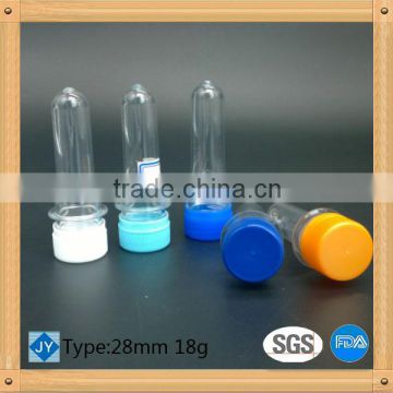 100% new material 28mm neck PCO 18g Plastic preform with cap for pet bottle food grade BPA free