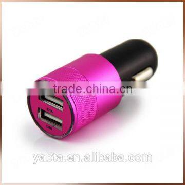 Shenzhen wholesale auto usb car charger, aluminium alloy dual usb car charger 12V 24V