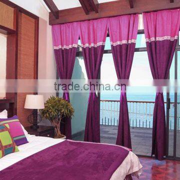 High quality Chinese curtain designs plain color suede fabric drapery panel